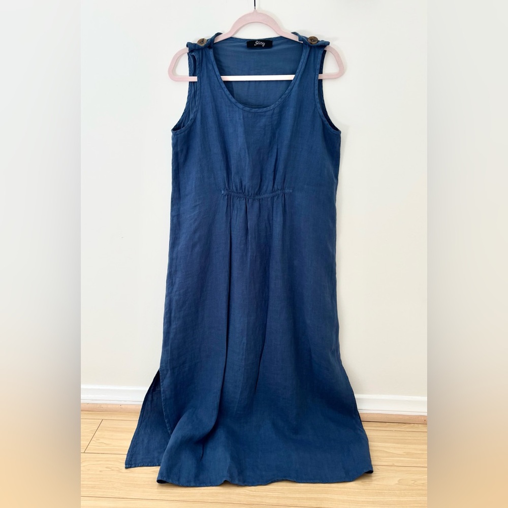 SASSY  linen  Blue Maxi Dress  Size M/L